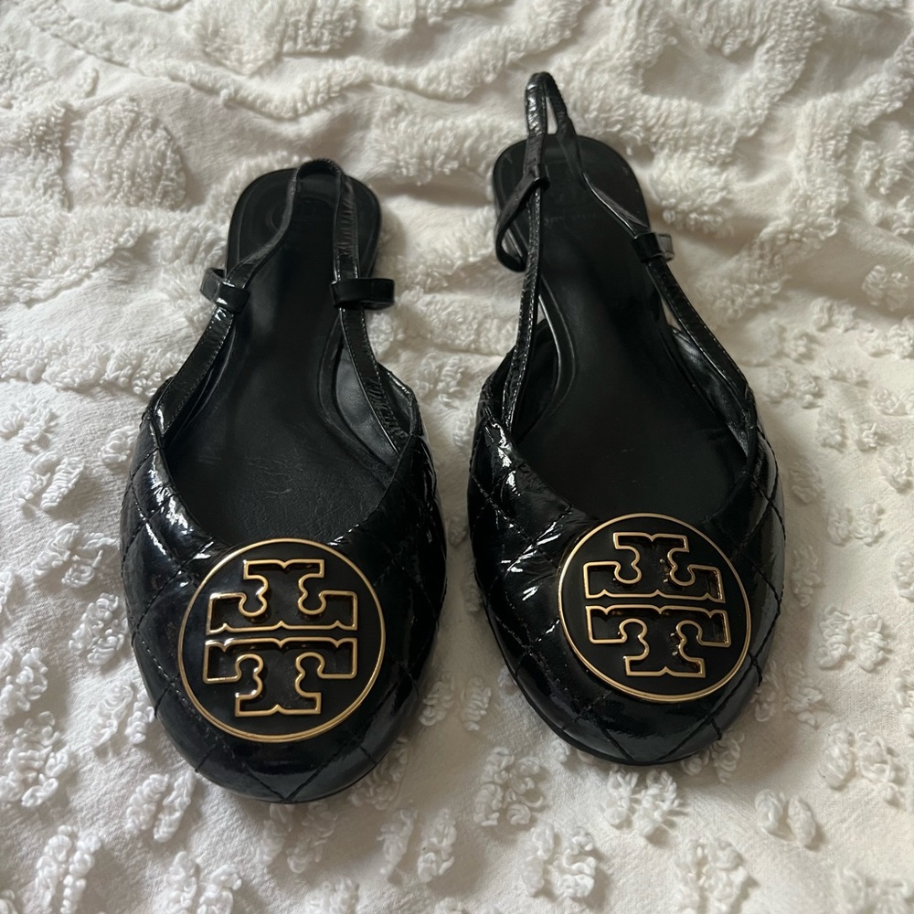 Tory Burch Patent Leather Pattern Slingback Flats Size 7